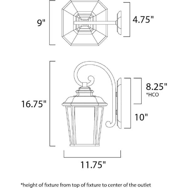 Radcliffe 9 in. W 1-Light Black Oxide Outdoor Wall Lantern Sconce