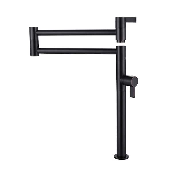 ARCORA Standing Deck Mounted Pot Filler with Knob Handle in Oil Rubbed Bronze