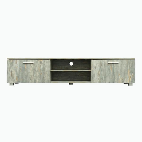 STICKON 63 in. W Gray TV Stand with 0-Drawers Fits TV's up to 65 in. with Shelves