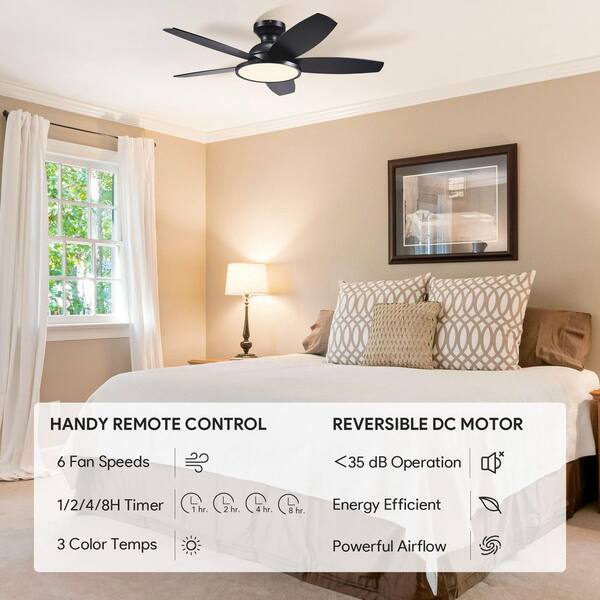 thumbnail image 2 of Low Profile Ceiling Fan With Light And Remote – 23.5" Modern Flush Mount LED 2 of 6