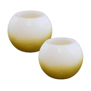 Battery Operated Wax LED Candles - Gold and White Ball (Set of 2)