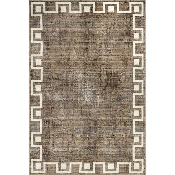 RUGS USA Olvera Geometric Bordered Beige 4 ft. x 7 ft. Area Rug