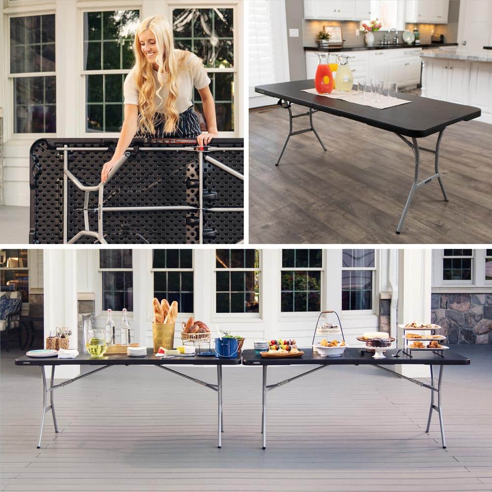 Lifetime 6-Foot Black Fold-In-Half Table with Steel Frame