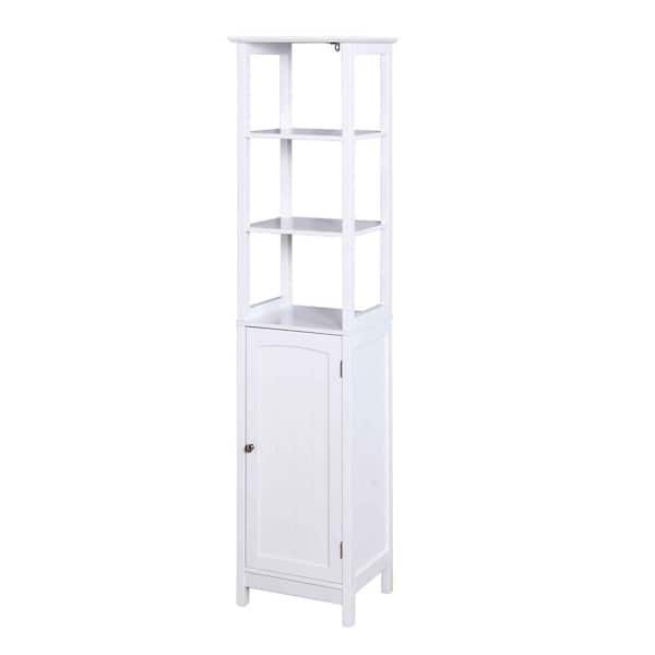 EPOWP 15.75 in. W x 12.6 in. D x 63 in. H White Linen Cabinet with Adjustable Shelf