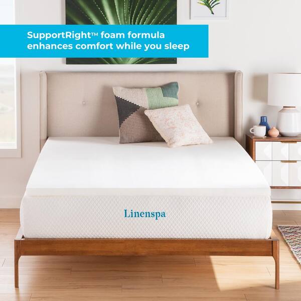 Linenspa Essentials 3 inch ActiveRelief Memory Foam Mattress Topper - White (King)