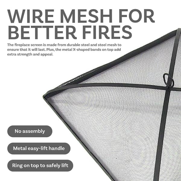 Sunnydaze 31 in. Black Square Steel Mesh Fire Pit Spark