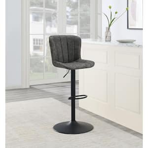 Kirkdale 24.5 in. Charcoal Metal/Wood Low Back Counter Stool Faux Leather Seat Set of 2 Included