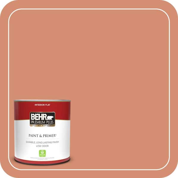 BEHR PREMIUM PLUS 1 qt. #ICC-63 Terra Cotta Pot Flat Low Odor Interior Paint & Primer