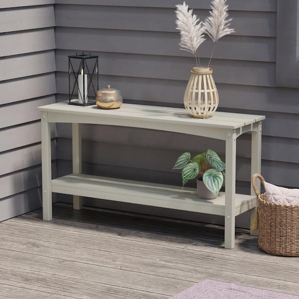 Laguna Outdoor Patio Bar Console Table with Storage Shelf Sand