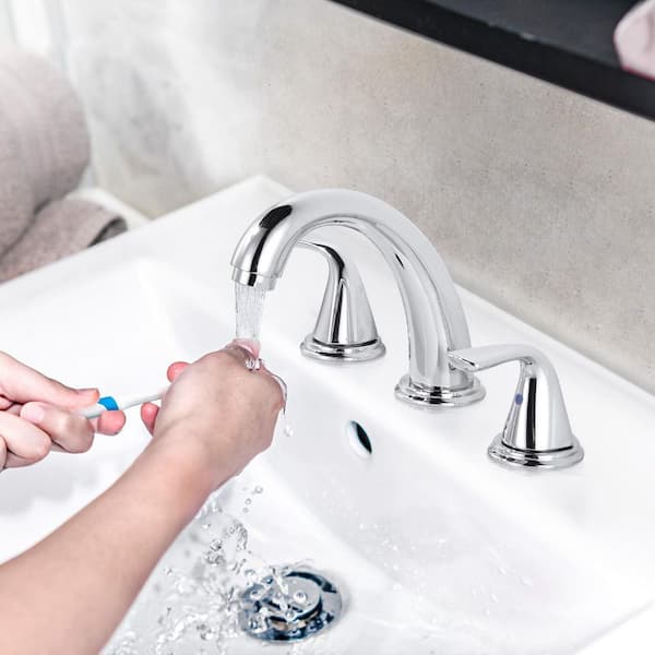 3-Holes 8 in. Widespread Double Handle Bathroom Faucet in Chrome