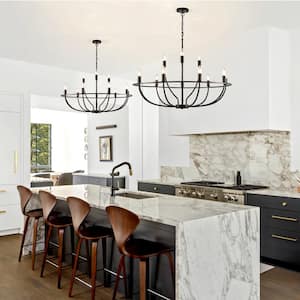 12-Light Rustic Industrial Candle Chandelier Light Fixture Ceiling Hanging Lamp for Dining Living Kitchen Foyer Entryway