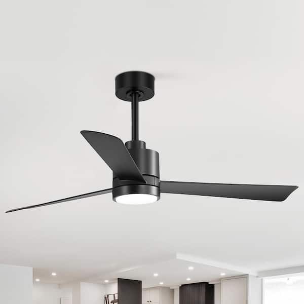 Claude 52 in. Integrated LED Indoor Black-Blade Black Ceiling Fan with Light and Remote Control Included
