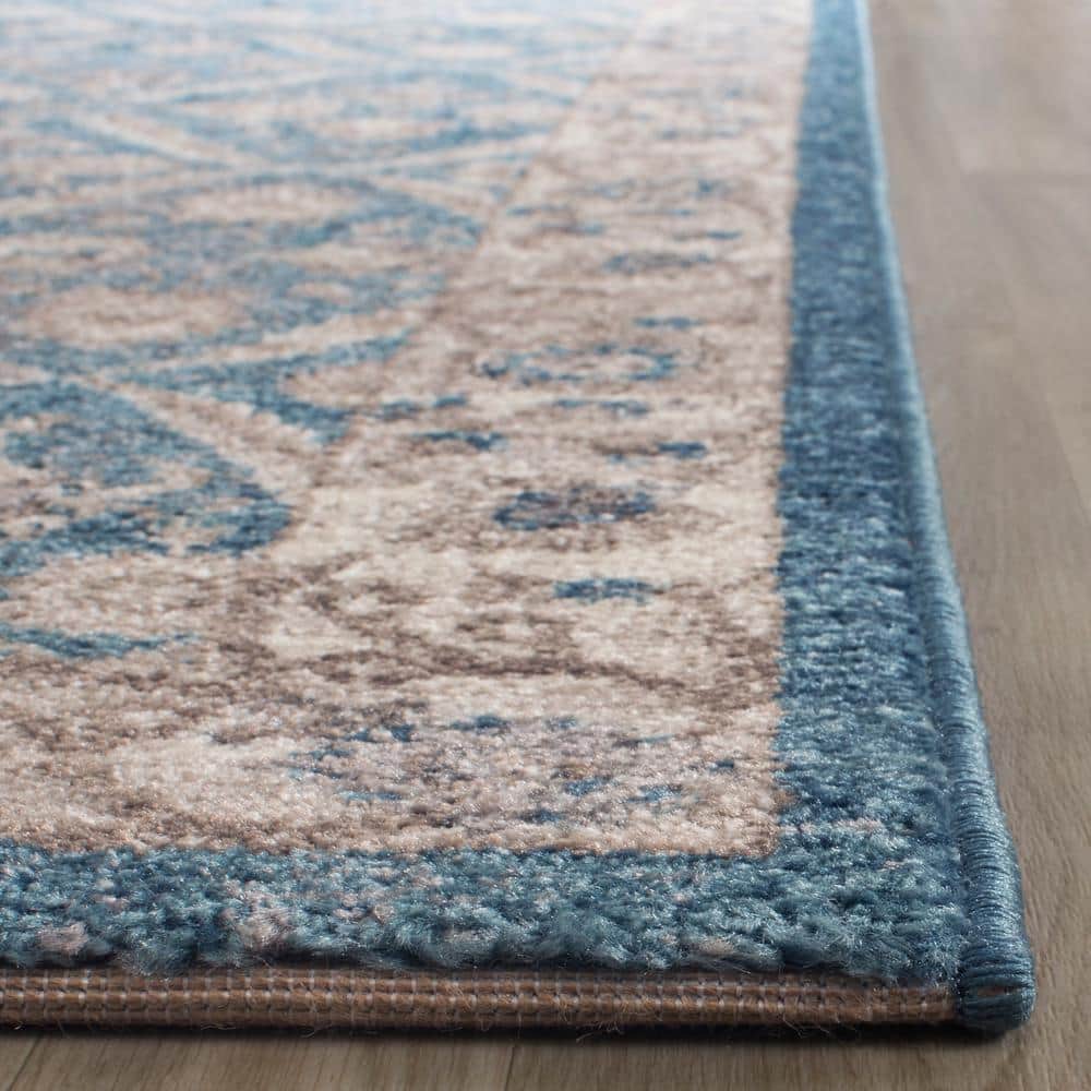 Sofia Elegance Blue & Beige 3' x 5' Hand-Knotted Synthetic Area Rug
