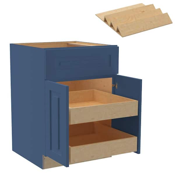 Home Decorators Collection Grayson 24 in. W x 24 in. D x 34.5 in. H Assembled Plywood Base Kitchen Cabinet in Mythic Blue with 2ROT Spice Soft Cls