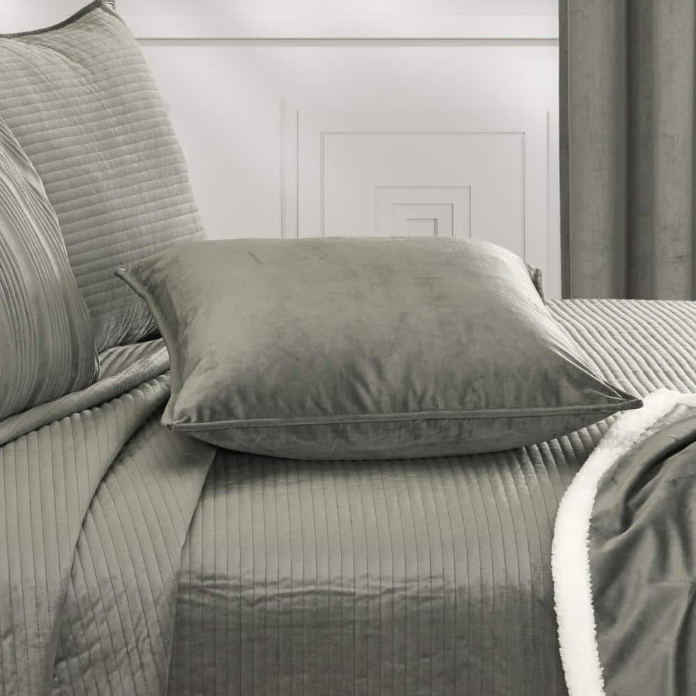 Charcoal 20" Polyester Box Throw Pillow with Trim