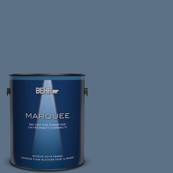 BEHR MARQUEE 1 gal. #S520-6 Layers of Ocean One-Coat Hide Satin Enamel Interior Paint & Primer