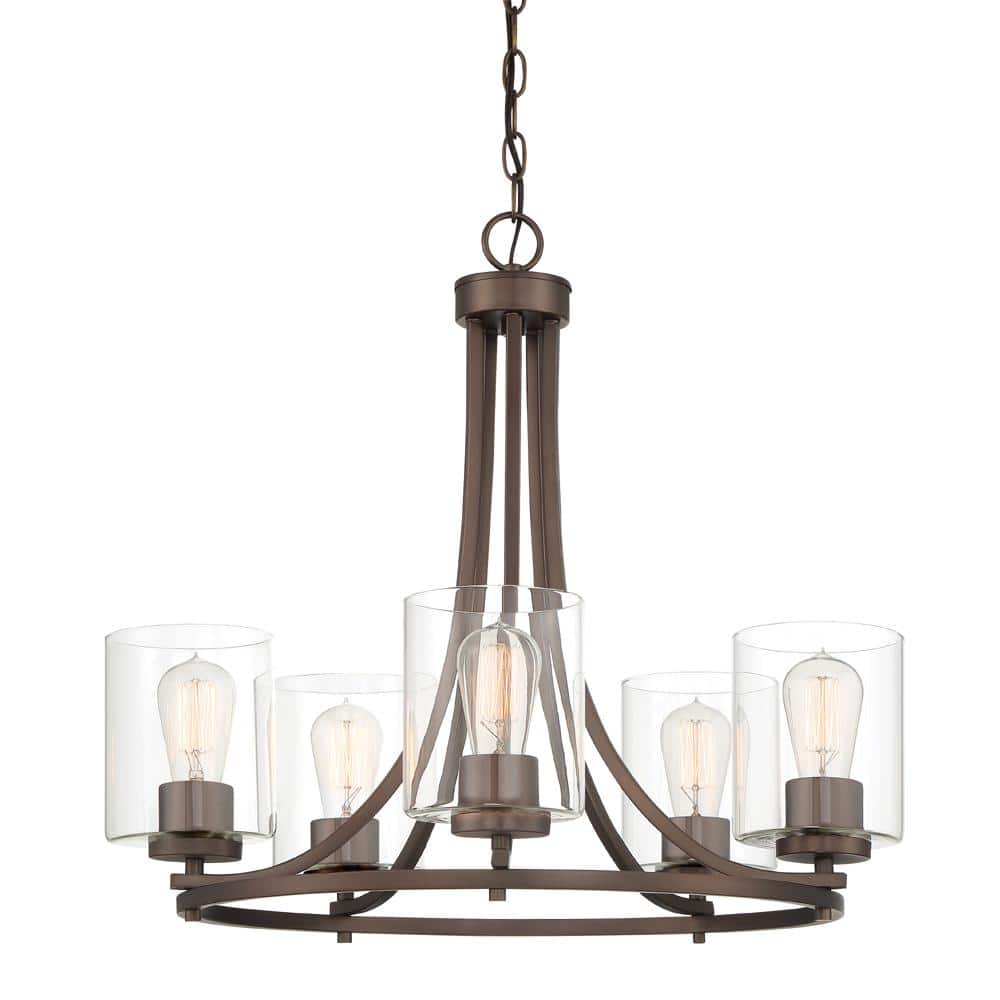 Liam Satin Copper Bronze Classic 24" Five-Light Chandelier