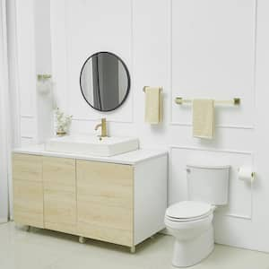 5-Piece Bath Hardware Set with Towel Bar Towel Hook Toilet Paper Holder in Brushed Gold