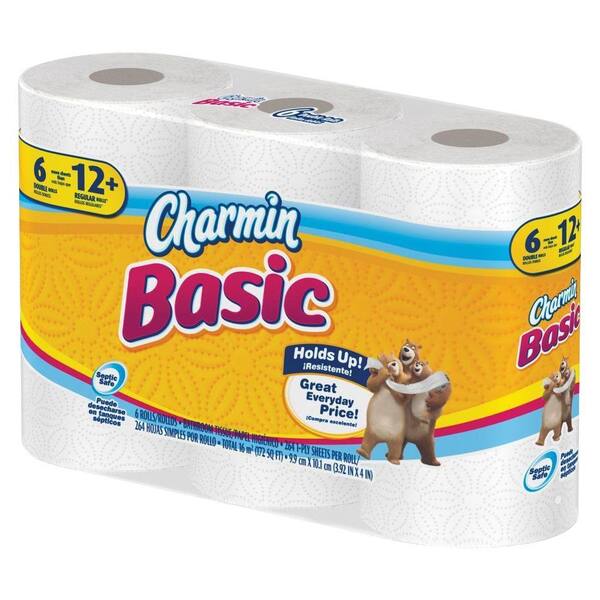 Charmin 3.88 in. x 4 in. Toilet Paper 1-Ply (308 Sheets/Roll - 6 per Pack)
