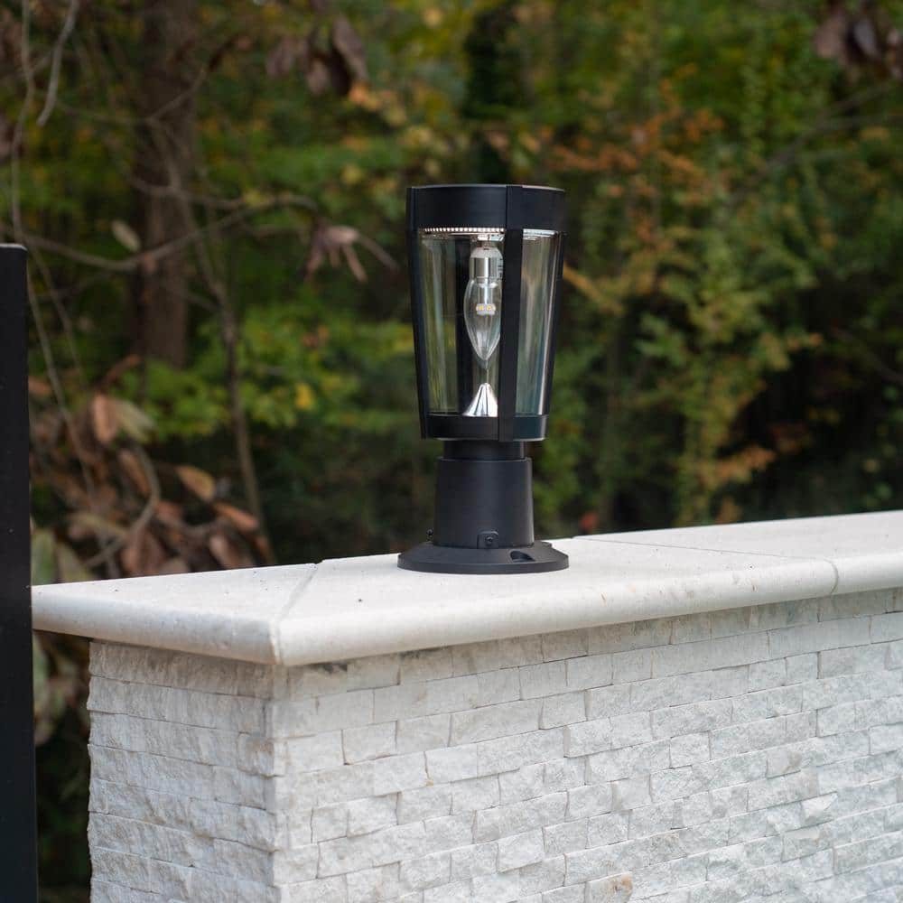 Amphora Black Resin Solar LED Outdoor Post Light