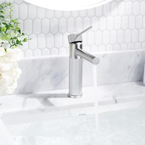 Single Hole Single Handle Bathroom Vanity Faucet with Pop Up Drain in Brushed Nickel