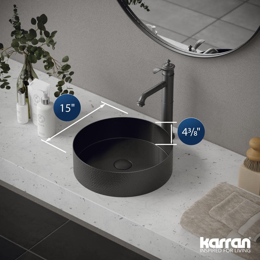 Gunmetal Gray Stainless Steel Round Vessel Sink