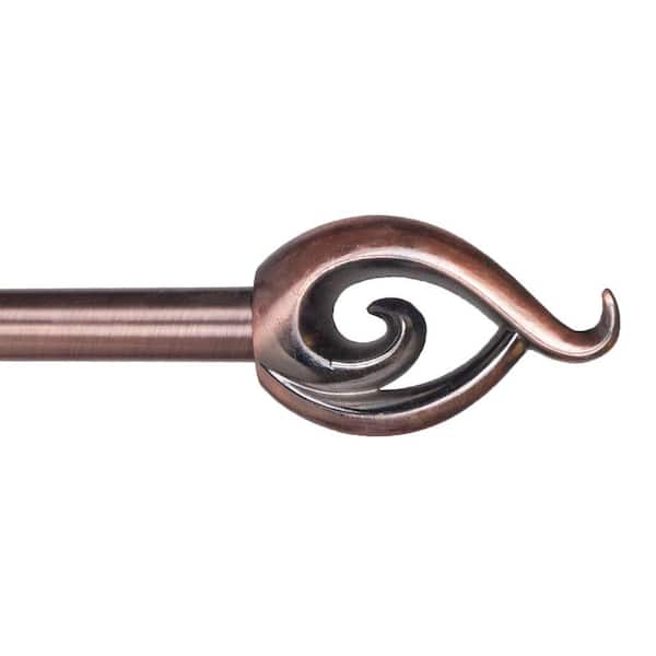 Lavish Home 48 in. - 86 in. Telescoping 3/4 in. Single Curtain Rod in Antique Copper with Flame Finial