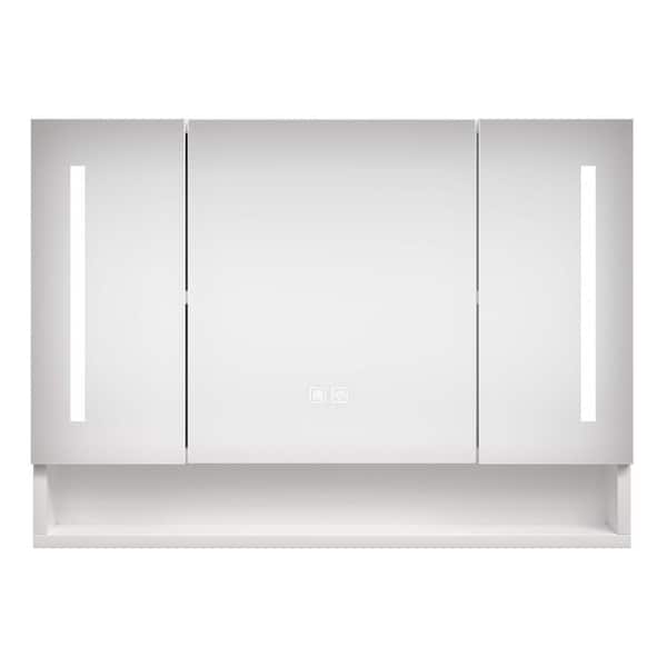 39 in. W x 28 in. H Rectangular Black Metal Recessed Mount or Wall Mount Medicine Cabinet with Mirror