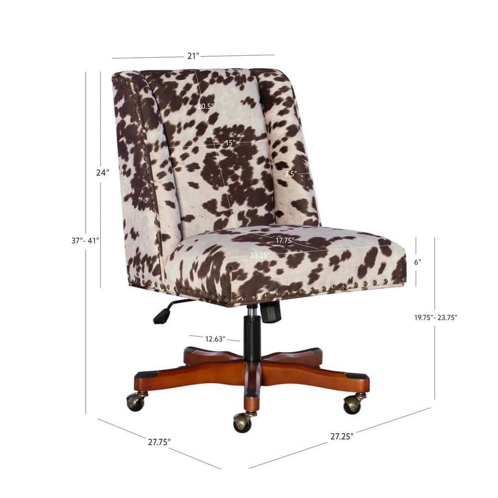 Modern Executive Swivel Office Chair in Brown Cow Print