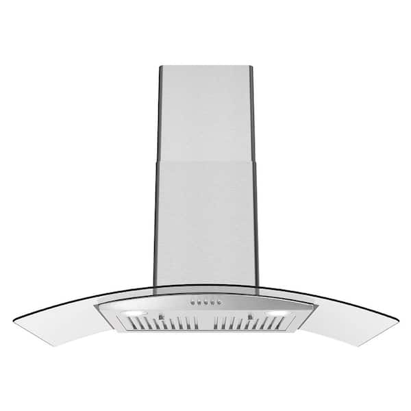 Streamline 36 in. Matteo Ducted Wall Mount Range Hood in Brushed Stainless Steel with Baffle Filters,Push Button Control,LED Lights