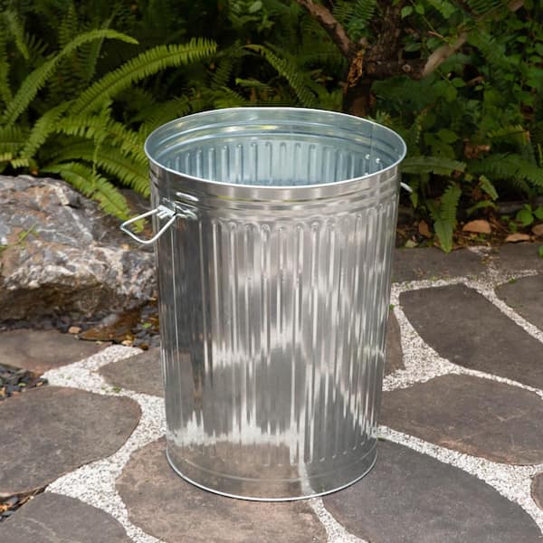 Gardenised Round Galvanized Steel, 20 Gallon Trash Can with Lid