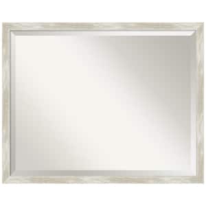 Crackled Metallic 30 in. x 24 in. Modern Rectangle Framed Silver Narrow Bathroom Vanity Mirror