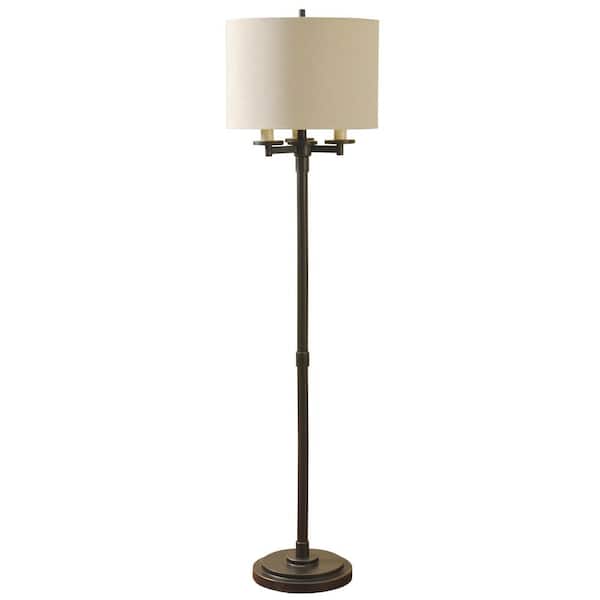 StyleCraft 61 in. Madison Bronze Floor Lamp with Cream Hardback Fabric Shade