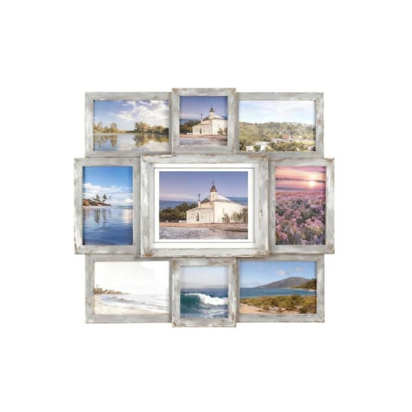 8-Opening 17 x 19 in. Gray Plastic Collage Frame for Wall