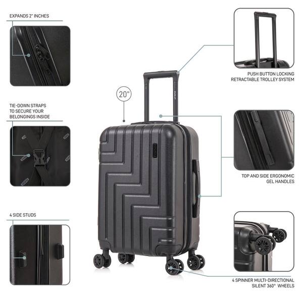 DUKAP Zahav Light-Weight 20 in. Black Hard side Spinner Luggage