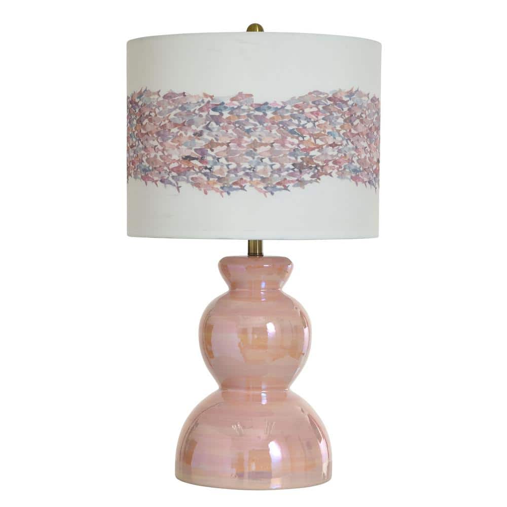 Pearlescent 28.5 in. Pearlescent Pink Transitional 1-Light Standard Floor Lamp for Living Room Linen Drum Shade price history on PriceWatchPro