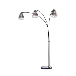 Polygon 88 in. 3-Light Brushed Nickel Arc Lamp