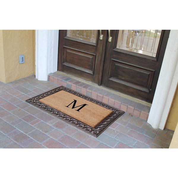 A1 Home Collections A1HC First Impression Dirt Trapper Heavy Weight  Black/Beige 18 in. x 30 in. Rubber/Coir Door Mat A1HC29PLN18X30 - The Home  Depot