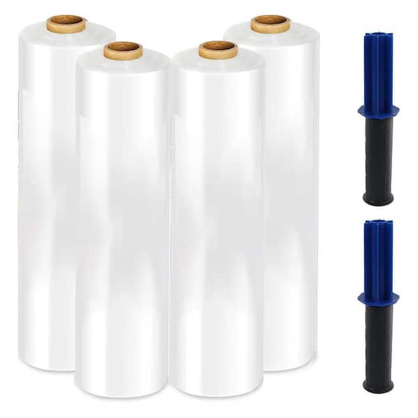 15 x 1000 ft. Heavy Duty Clear Plastic Stretch Wrap with Handles 60 Gauge 4-Pack for Moving and Pallet Wrapping