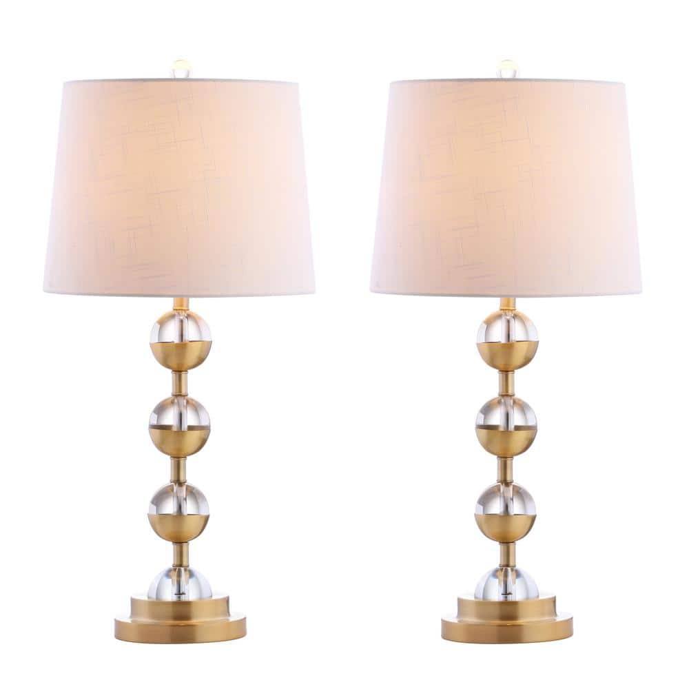 Avery 27.5" Crystal and Brass Gold Table Lamp Set