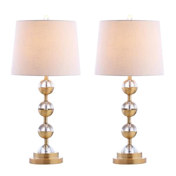 Avery 27.5 in. Clear/Brass Gold Crystal Table Lamp (Set of 2)
