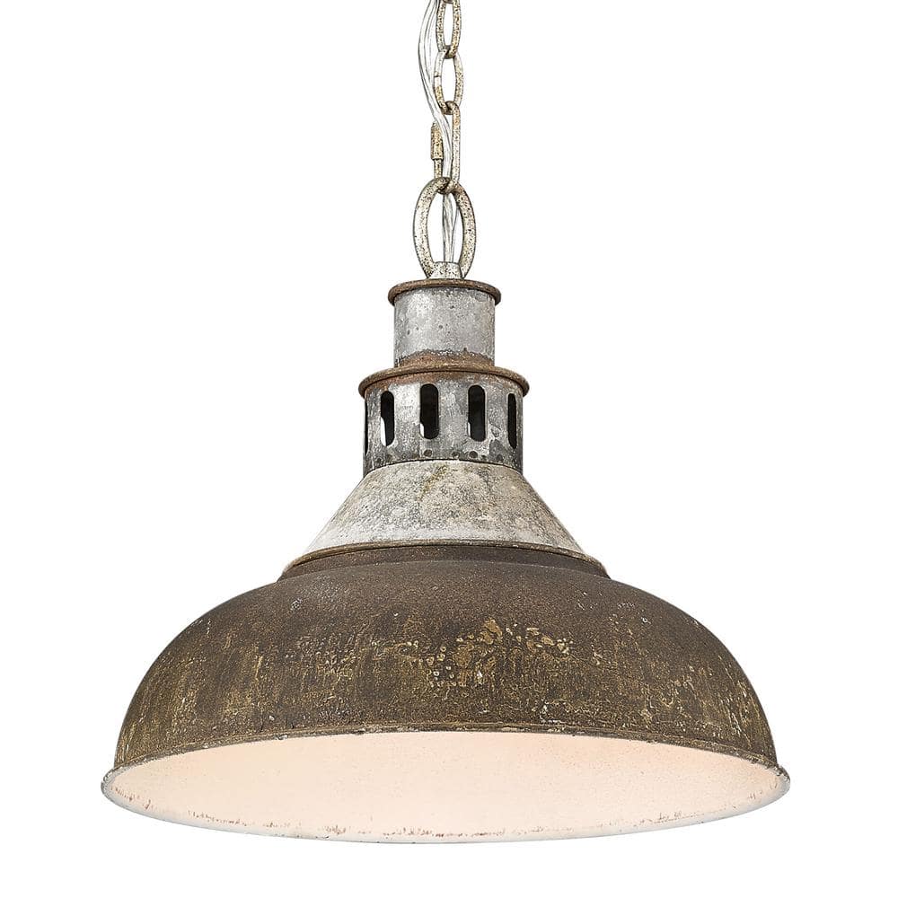 Rustic Vintage 14'' Steel Pendant Light in Antique Red