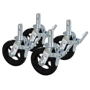 8 in. Scaffolding Caster Wheel in Heavy Duty Zinc/Aluminum Coated Steel with Safety Dual Lock Brake (4-Pack)