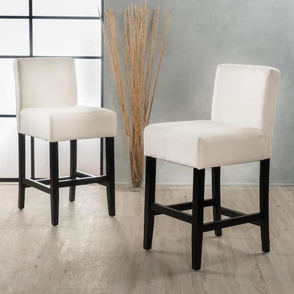 Noble House Lopez 17 25 In Beige, Lopez Ivory Leather Counter Stools