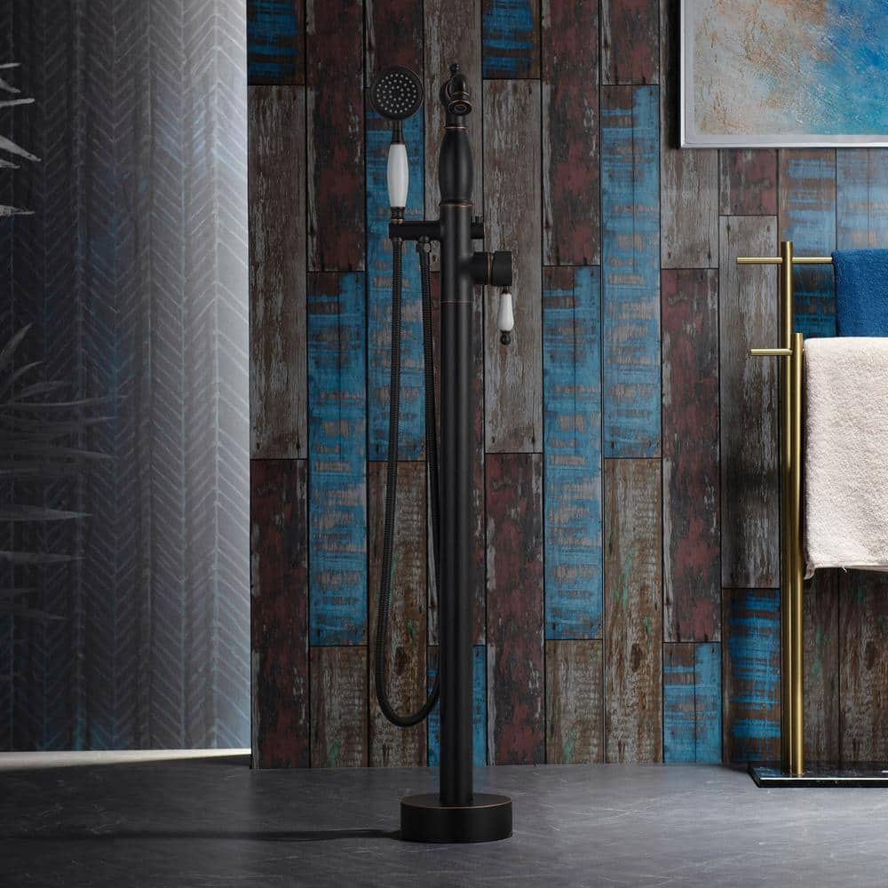 Oil Rubbed Bronze Freestanding Tub Faucet with Hand Shower