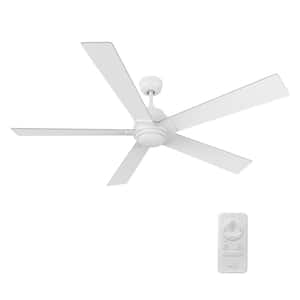 Kalmar 60 in. Integrated LED Indoor Matte White 10-Speed DC Ceiling Fan with Light Kit/Remote Control