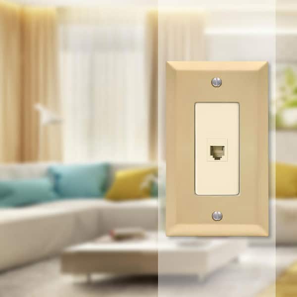 Metallic 1 Gang Phone Steel Wall Plate - Satin Brass