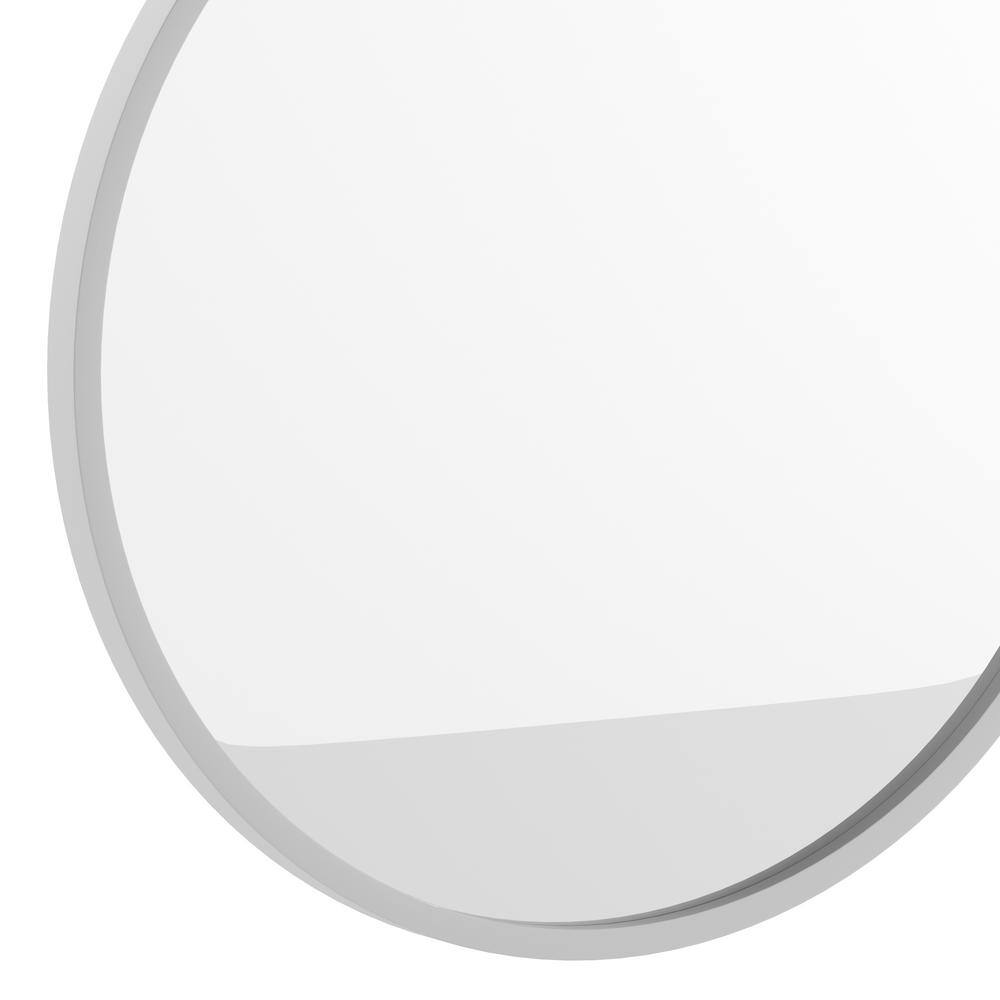 20" Round Silver Metal Wall Mirror