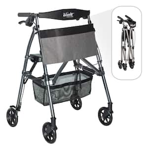 Wonder Rollator Plus, 4-Wheel Lightweight Folding Walker in Black Walnut