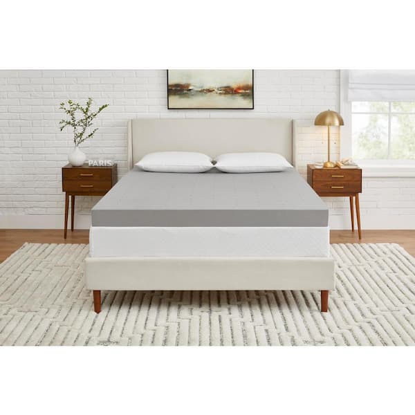 StyleWell 4 in. Full Charcoal Infused Cooling Memory Foam Mattress Topper